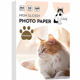 PAPEL FOTO GLOSSY 300gr A4 50 HOJAS