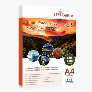 PAPEL FOTO GLOSSY DOBLE FAZ 140gr A4 100 HOJAS