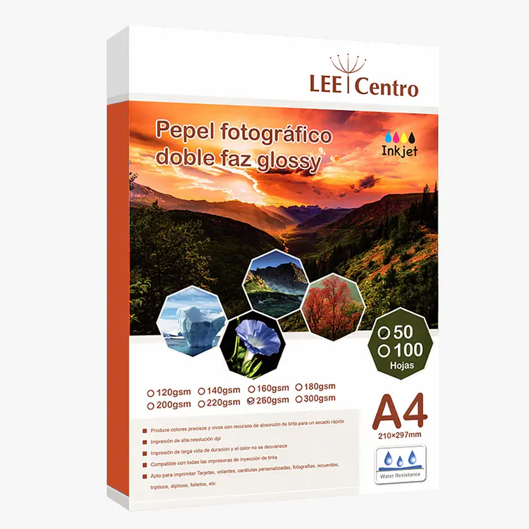 PAPEL FOTO GLOSSY DOBLE FAZ 260gr A4 50 HOJAS 1