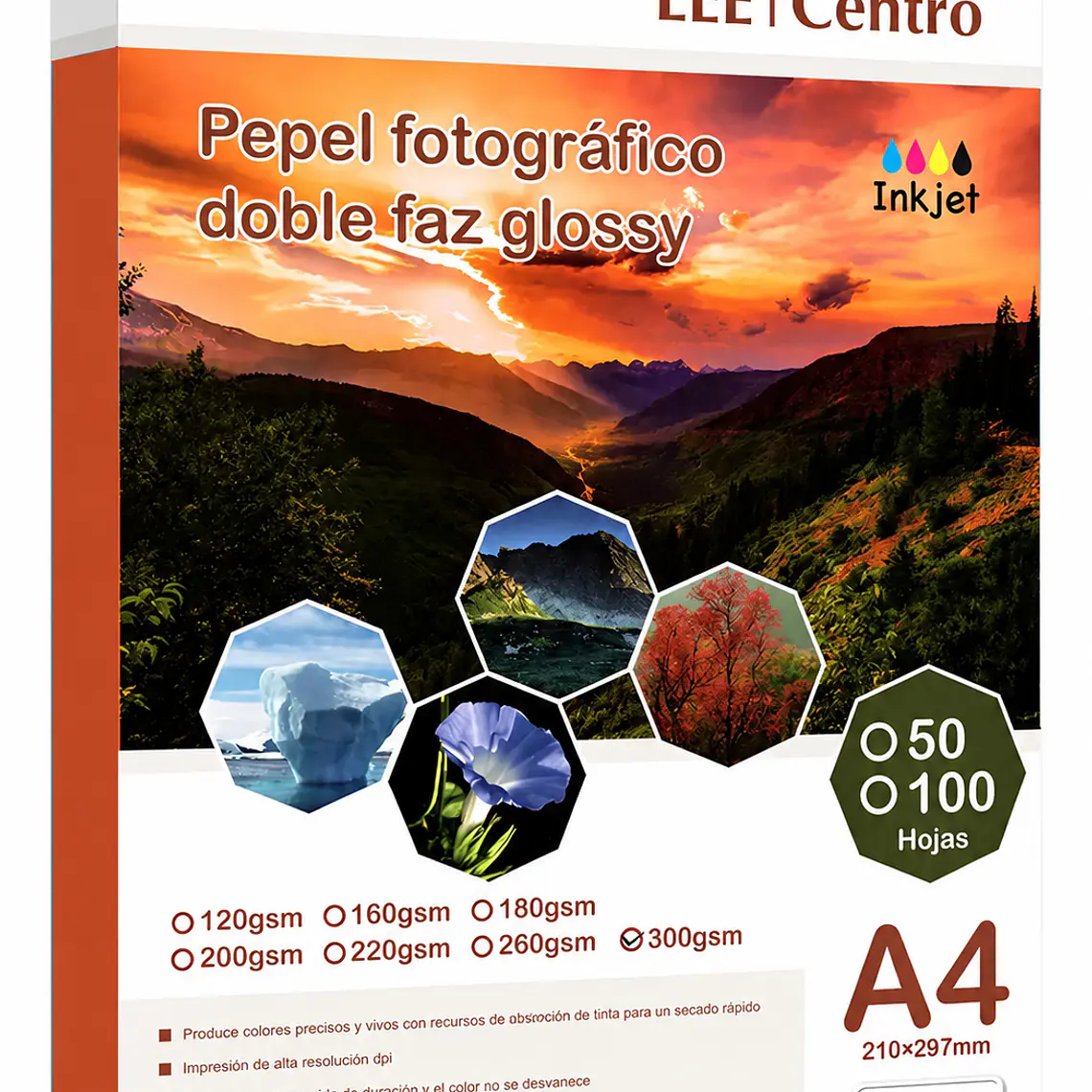 PAPEL FOTO GLOSSY DOBLE FAZ 300gr A4 50 HOJAS 1