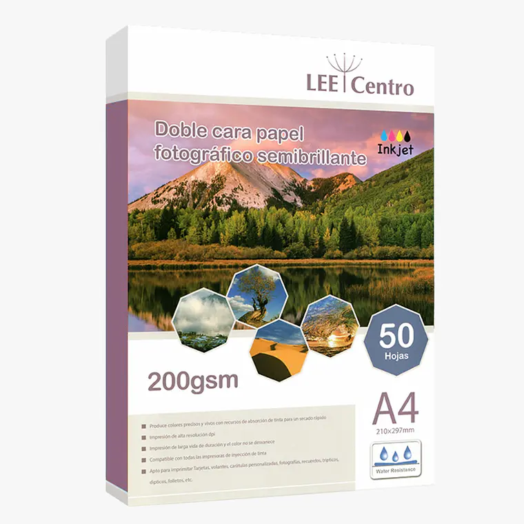 PAPEL FOTO SEMIBRILLO DOBLE FAZ 200gr 50 HOJAS  1
