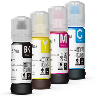 PACK 4 TINTAS 80ML SUBLIMACION + 1 RESMA PAPEL SUBLIMACION BLANCO 100 HOJAS