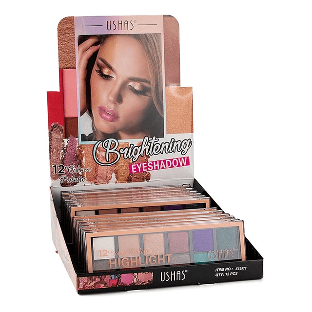 Sombras Para ojos de<br> 12 Colores Brillantes