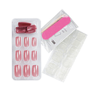 Uñas Press On Cuadradas Medianas Rosa Glitter 3