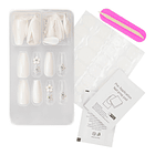 Uñas Press On Coffin Medianas Blancas con Diseño Floral 3