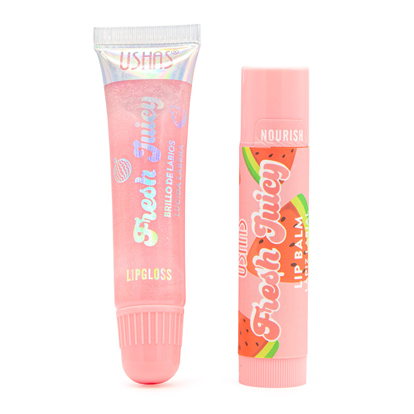 Kit Brillo de Labios Gloss + Bálsamo Labial Hidratante - Fresh’n Juicy USHAS®