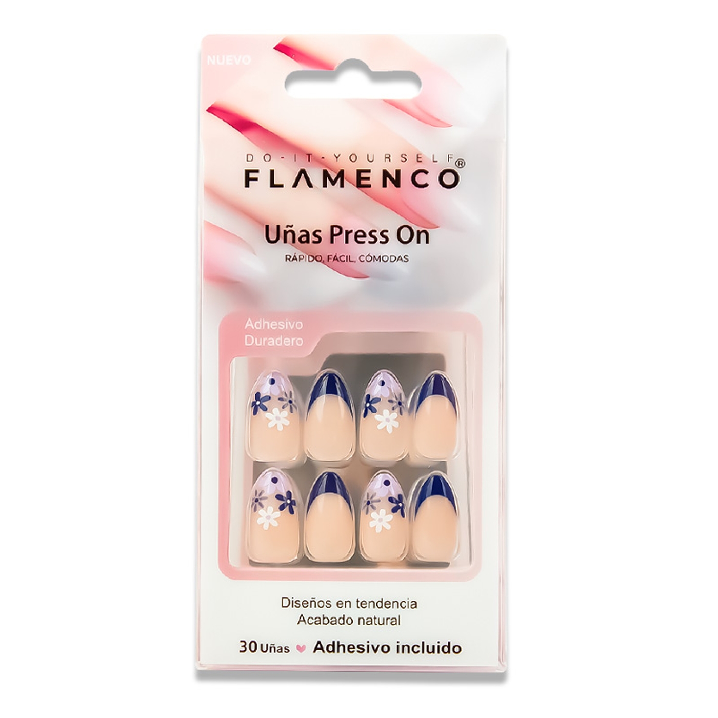 Uñas Press On Almendradas Flores de Medianoche