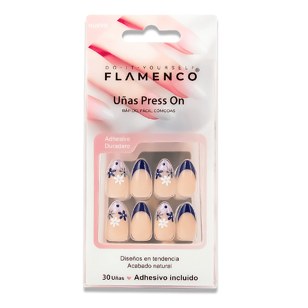 Uñas Press On Almendradas Flores de Medianoche 2