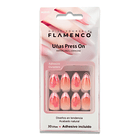 Uñas Press On Almendradas Sombreada Coral Sparkle 2