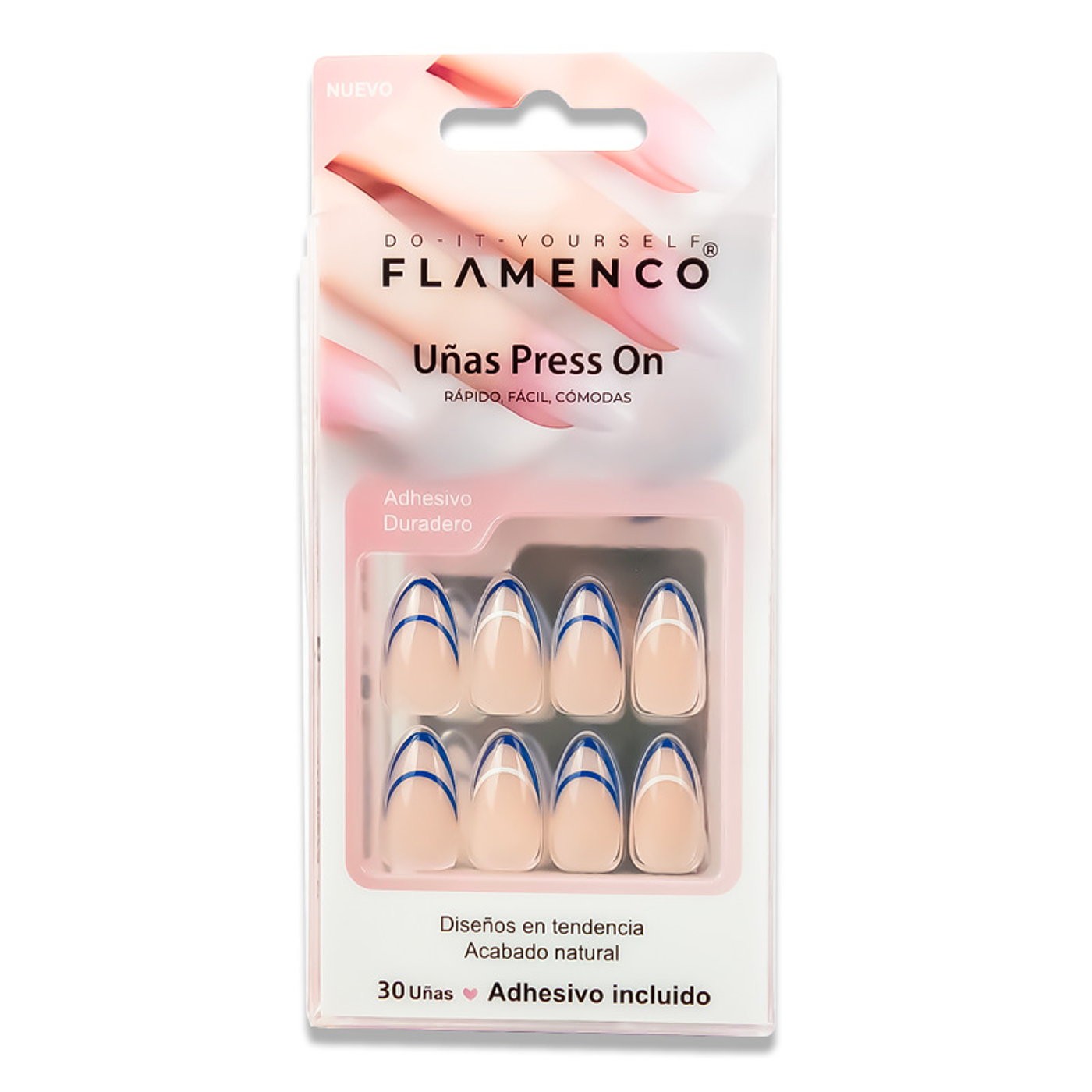 Uñas Press On Almendradas Elegancia Navy