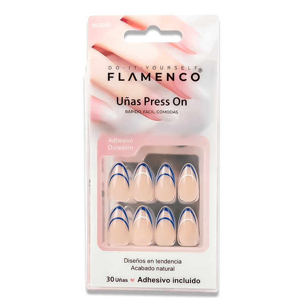 Uñas Press On Almendradas Elegancia Navy 2