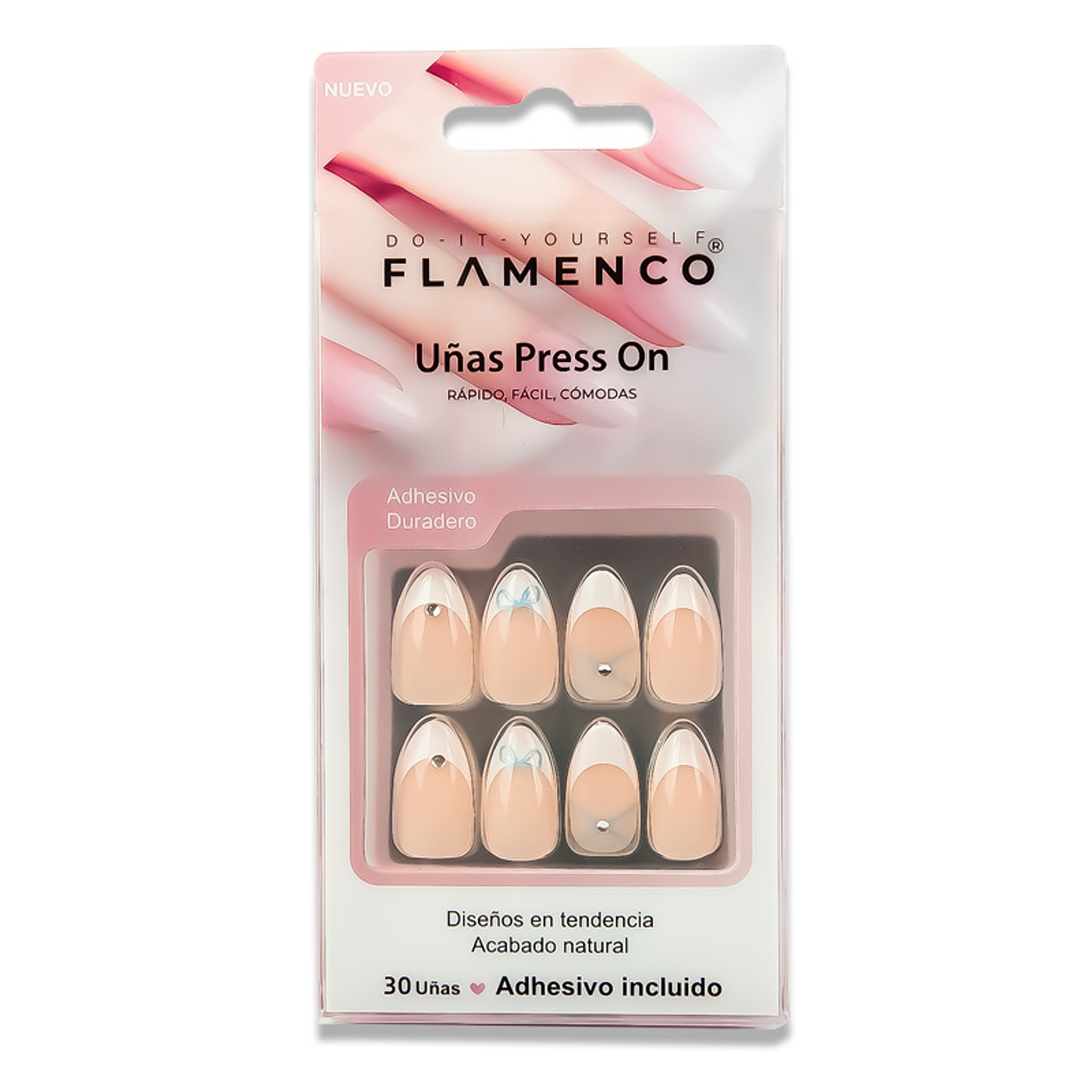 Uñas Press On Almendradas French Glam Diamante
