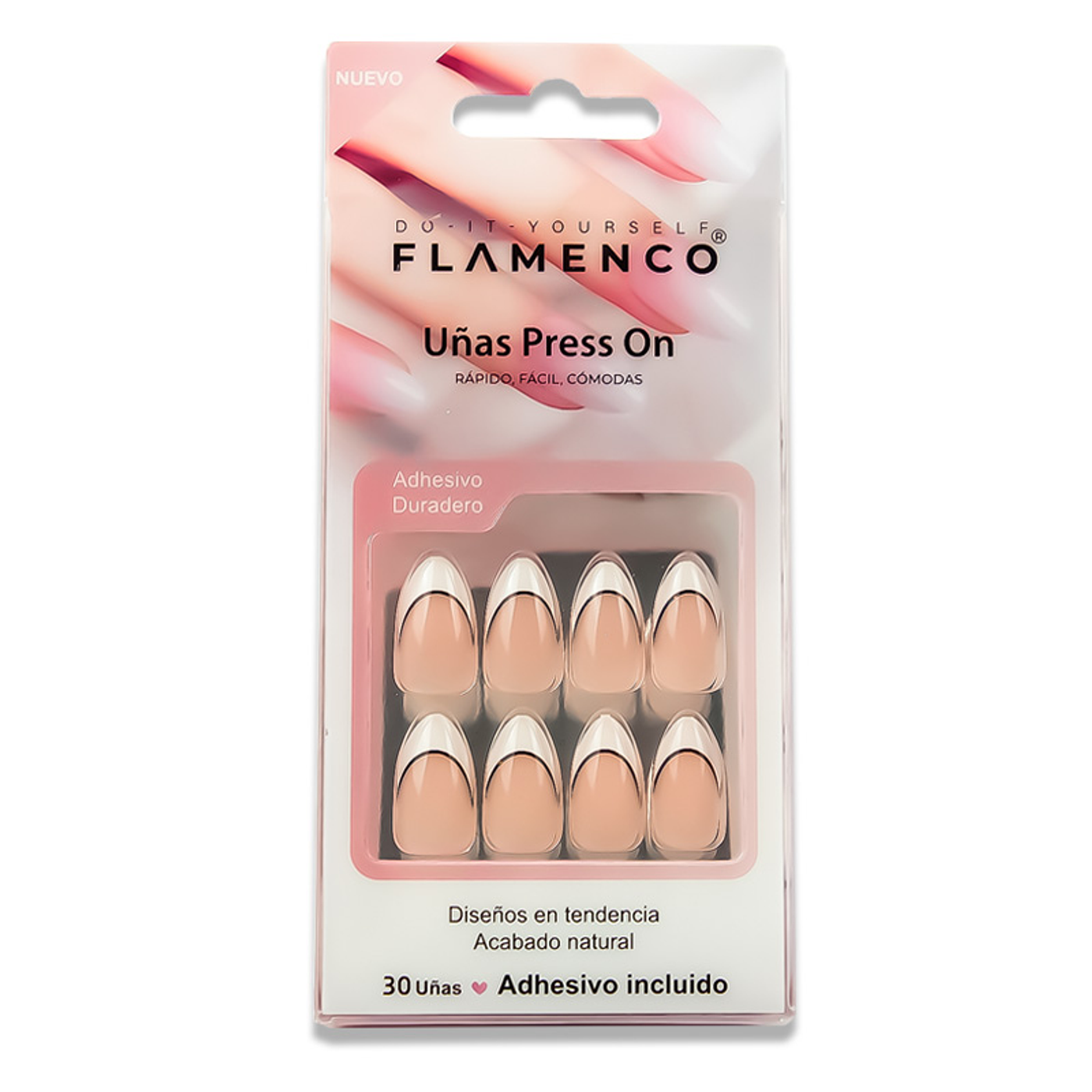 Uñas Press On Almendradas Black & White Clásicas