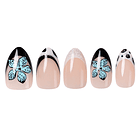 Uñas Press On Almendradas Flores Azules de Invierno 1