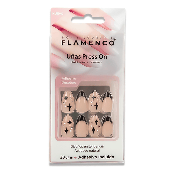 Uñas Press On Almendradas Galaxy Black 2