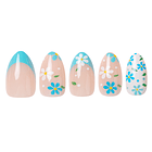 Uñas Press On Almendradas Margaritas Turquesa 1