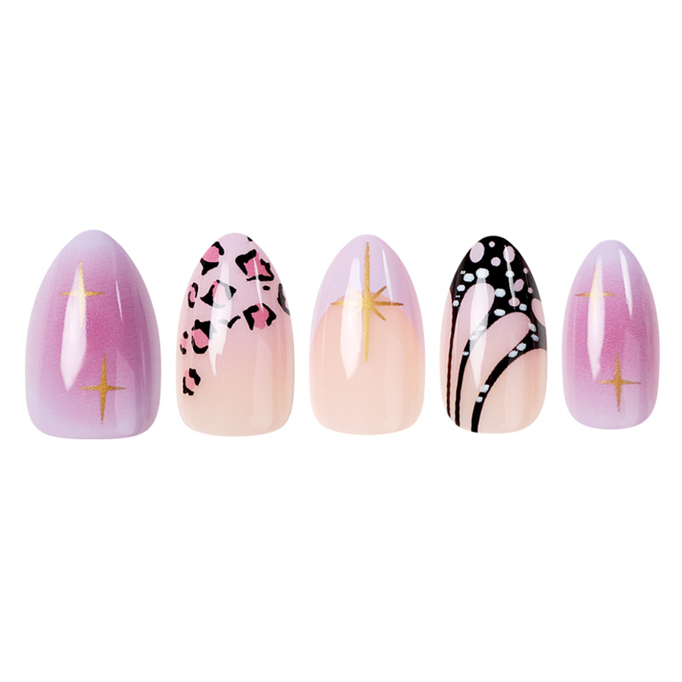 Uñas Press On Almendradas Wild Pastel Abstracto