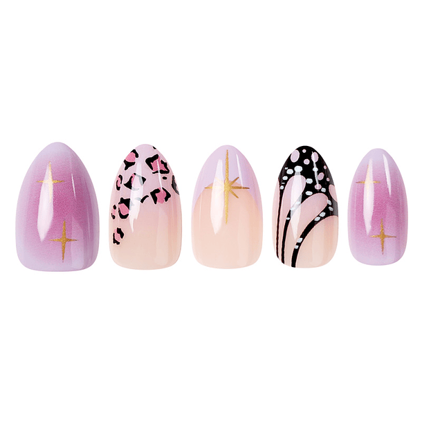 Uñas Press On Almendradas Wild Pastel Abstracto 1