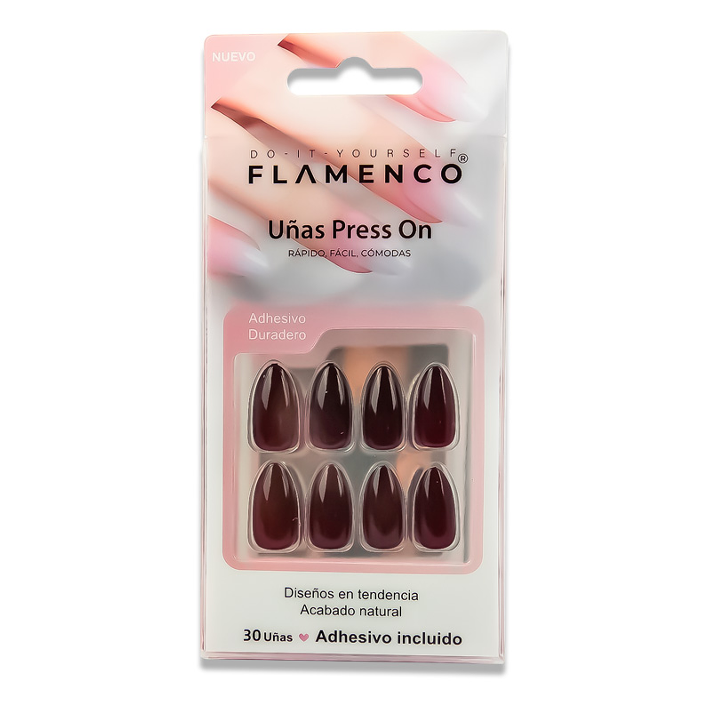 Uñas Press On Almendradas Vino Tinto Clásico