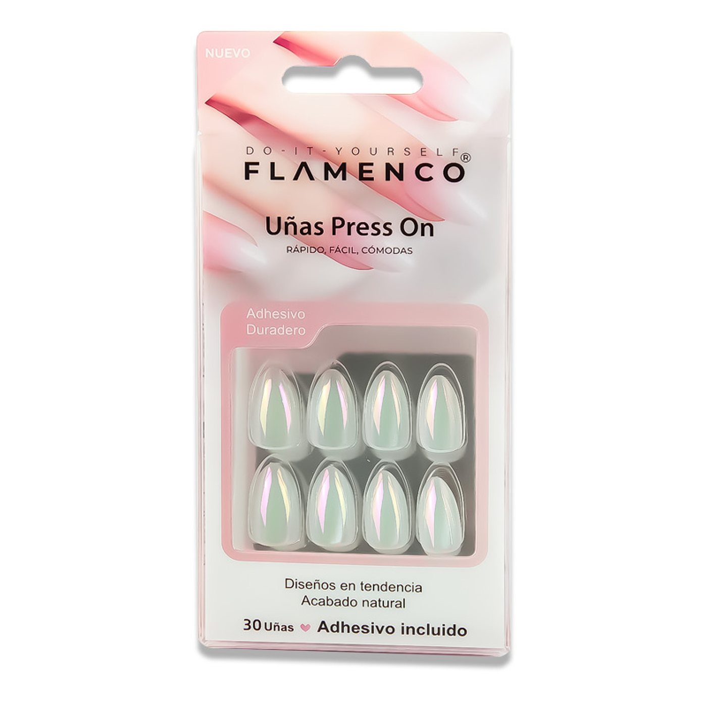 Uñas Press On Almendradas Efecto Aurora Boreal