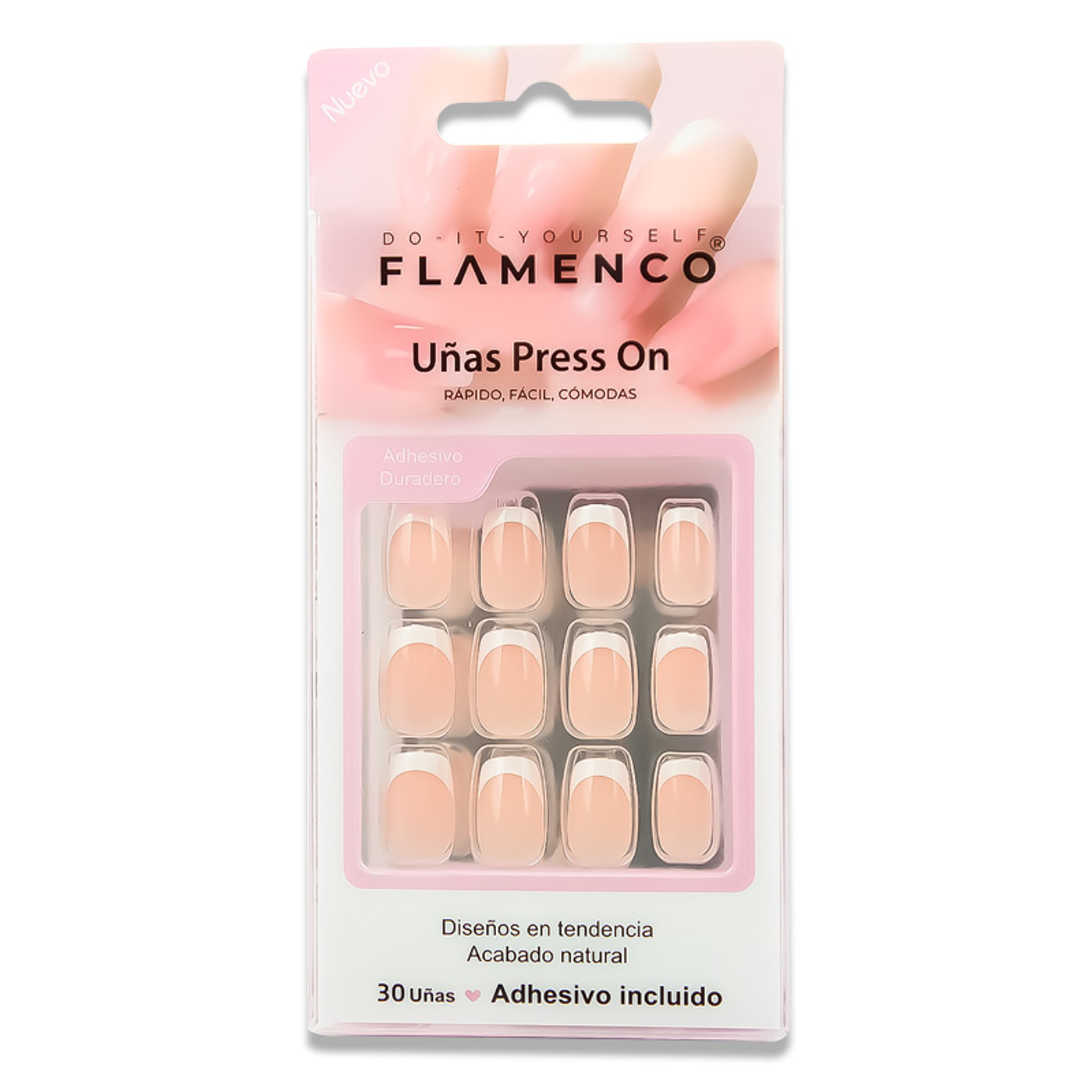 Uñas Press On Cuadradas French Clásica Nude