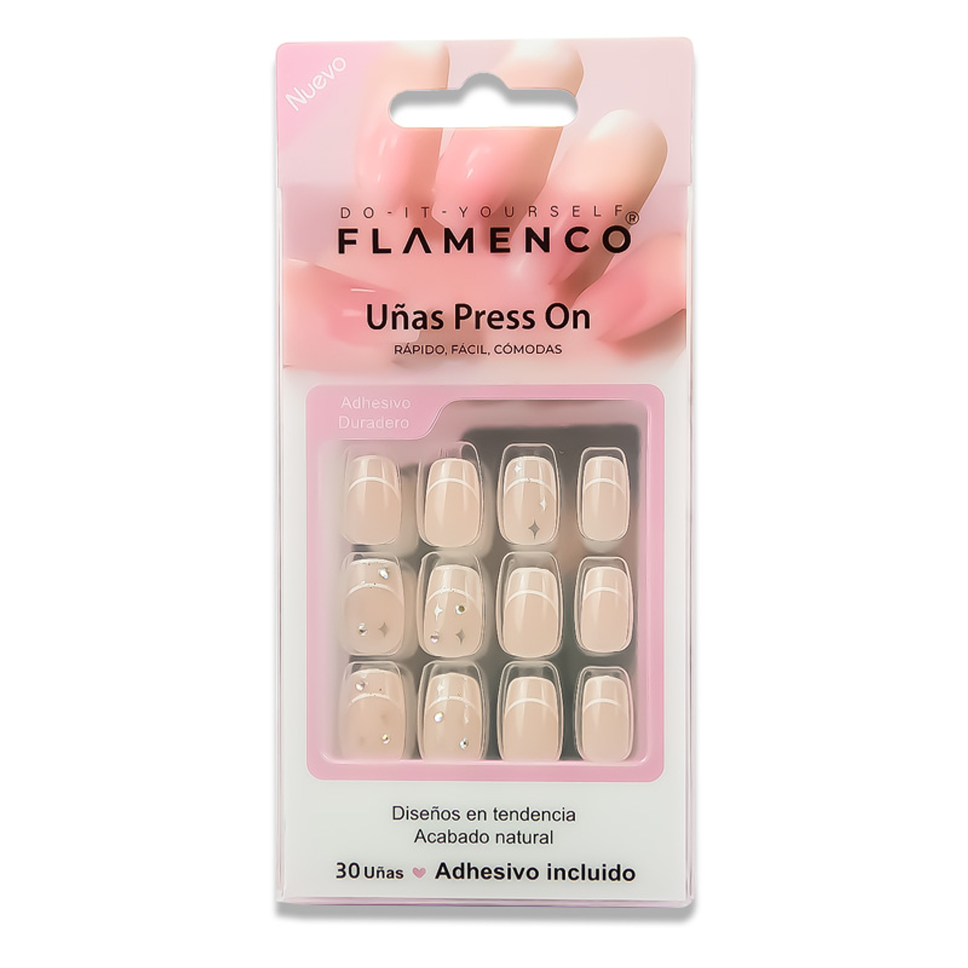 Uñas Press On Cuadradas Geométrica Minimal