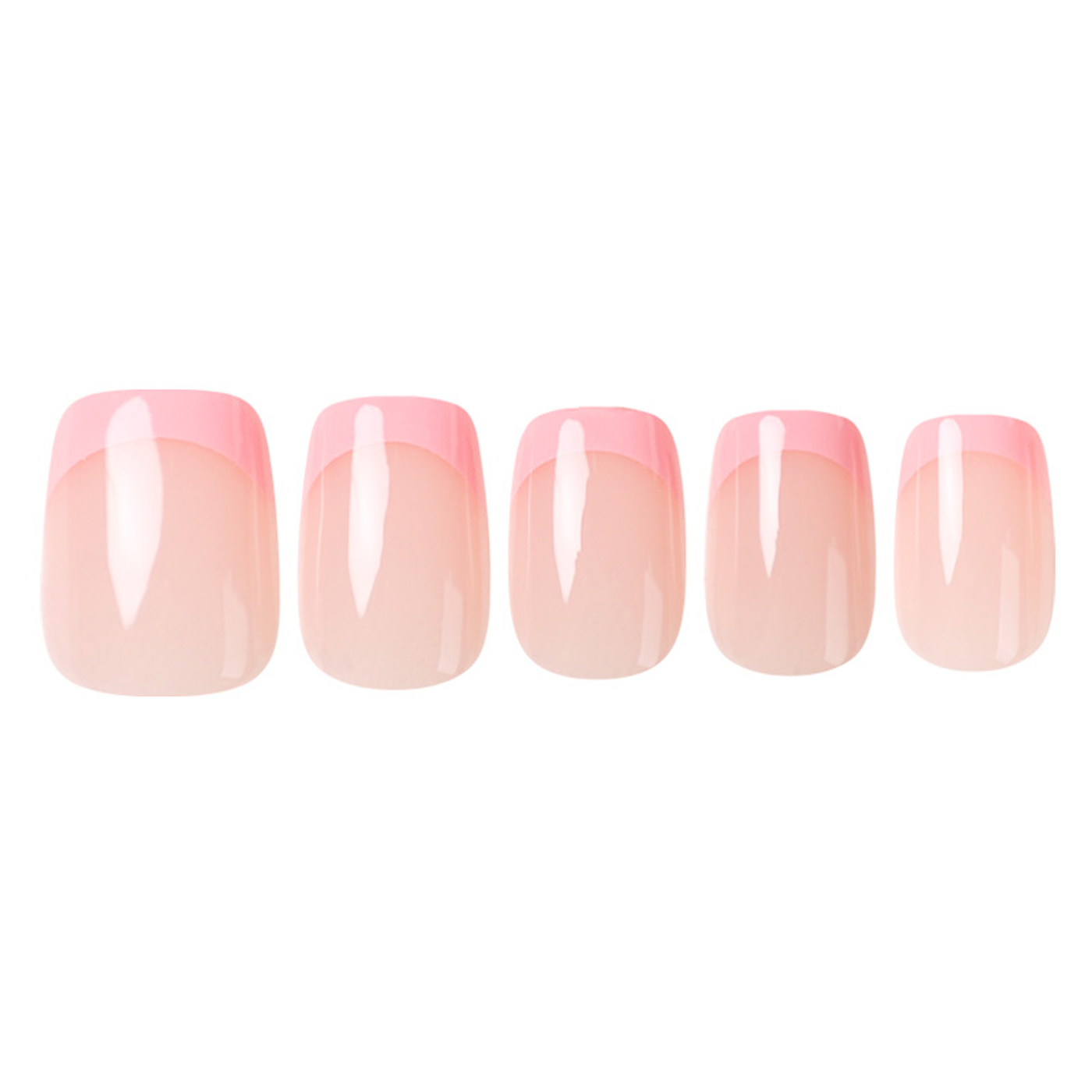 Uñas Press On Cuadradas Degradadas Rosa Pastel