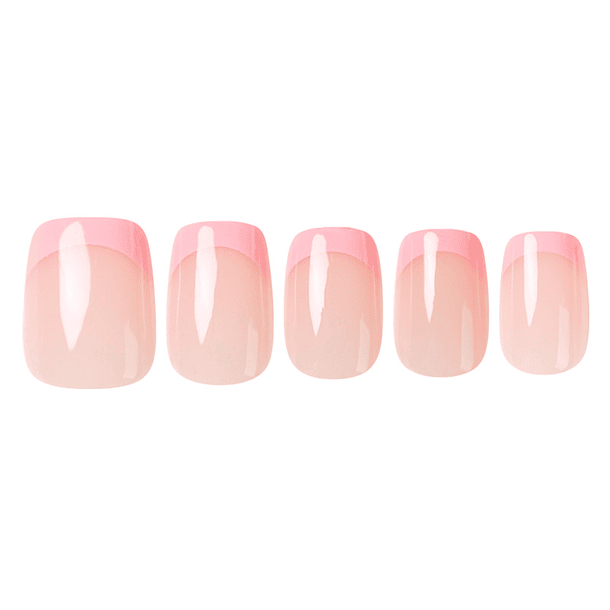 Uñas Press On Cuadradas Degradadas Rosa Pastel 1