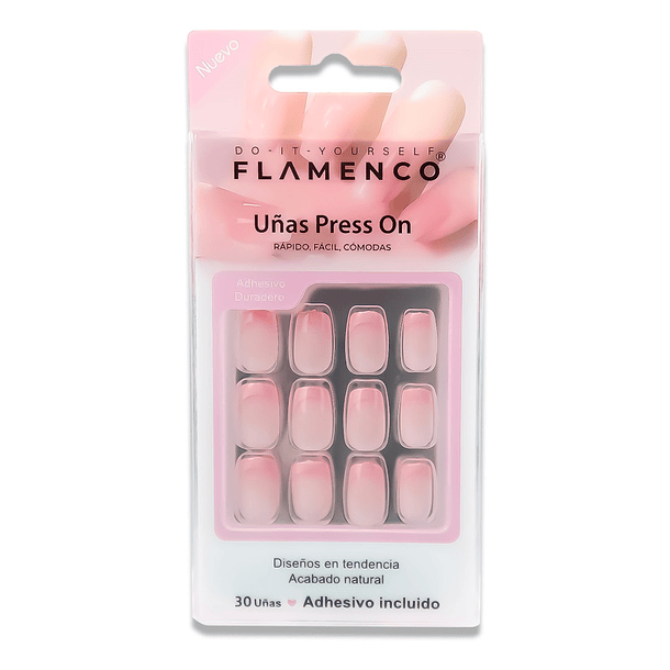 Uñas Press On Cuadradas Degradadas Rosa Pastel 2