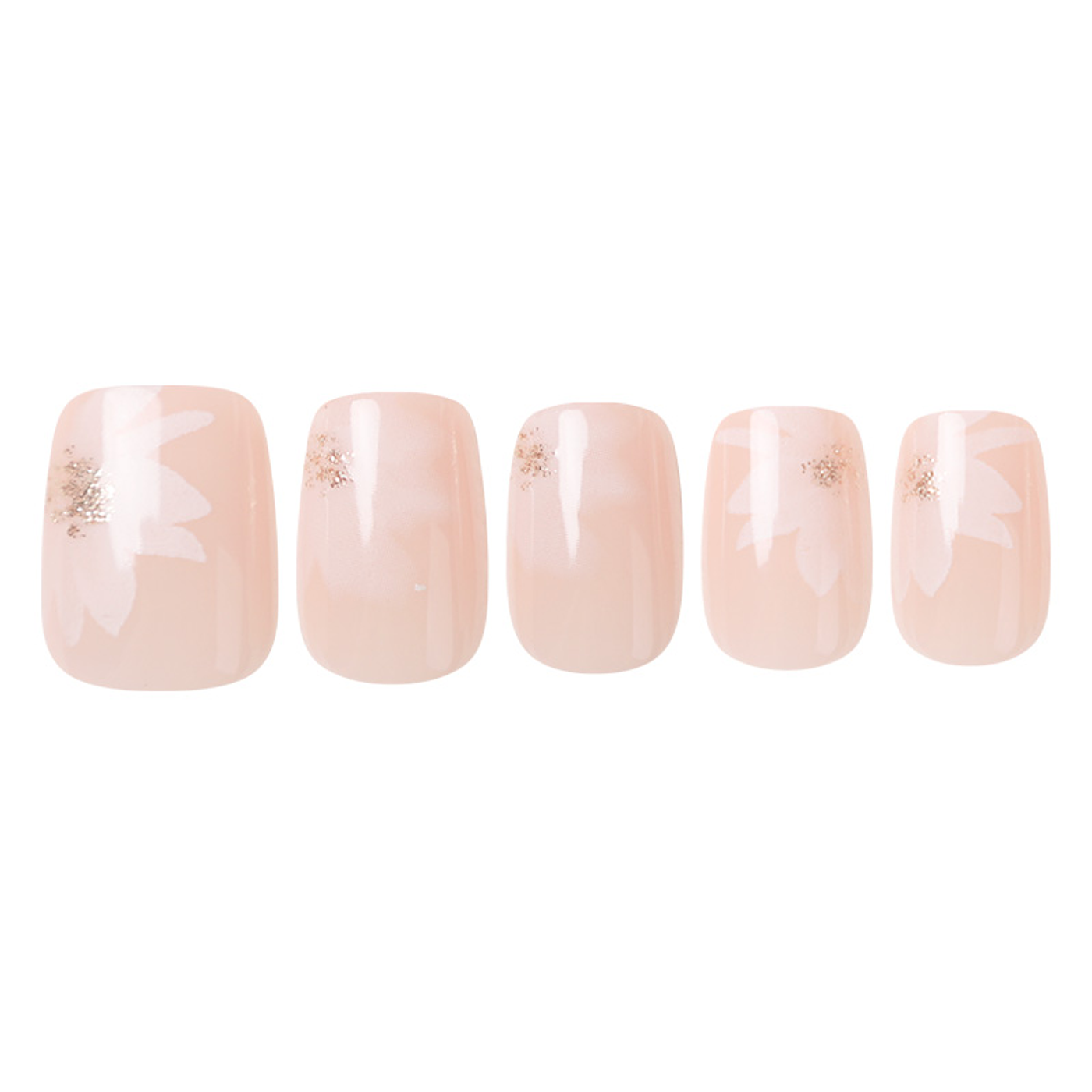 Uñas Press On Cuadradas Flores Delicadas