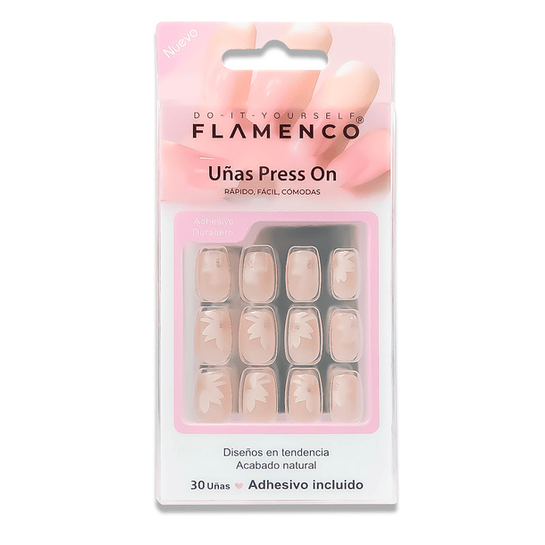 Uñas Press On Cuadradas Flores Delicadas 2