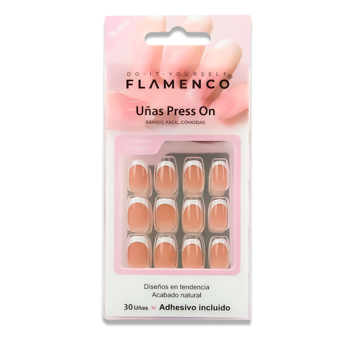 Uñas Press On Cuadradas French 