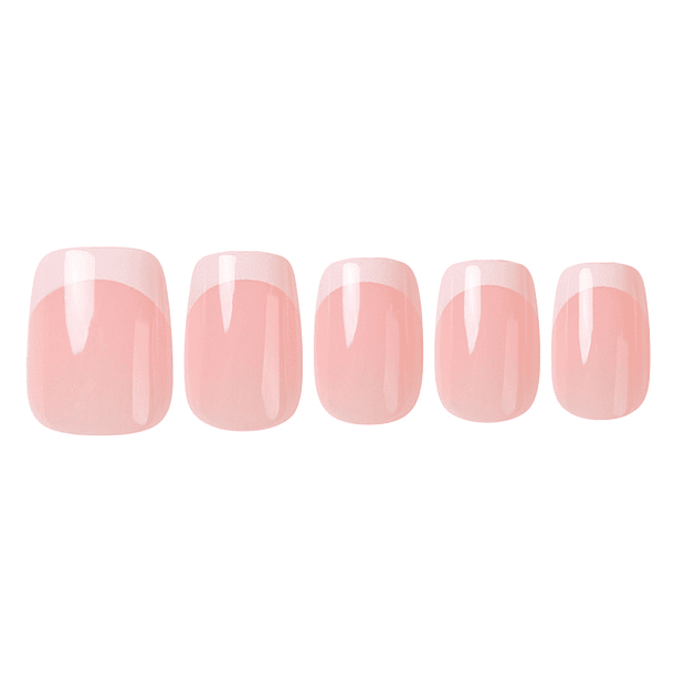 Uñas Press On Cuadradas French Clásica Rosa 1