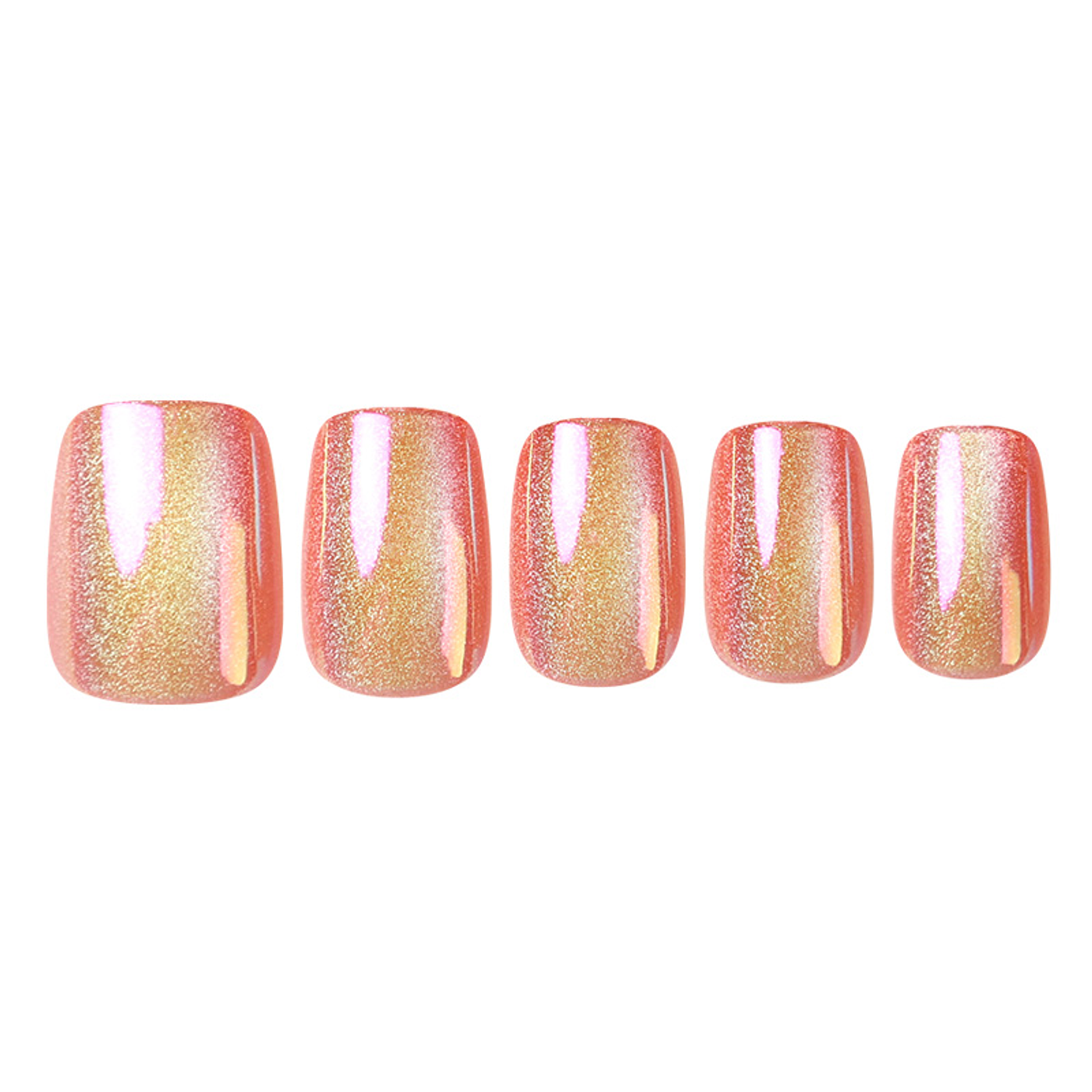 Uñas Press On Cuadradas Melocotón Cromo