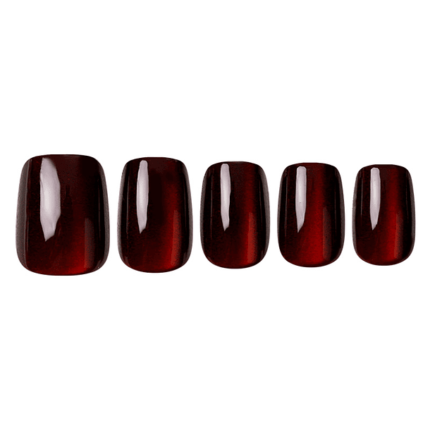 Uñas Press On Cuadradas Negro Vino Intenso 1