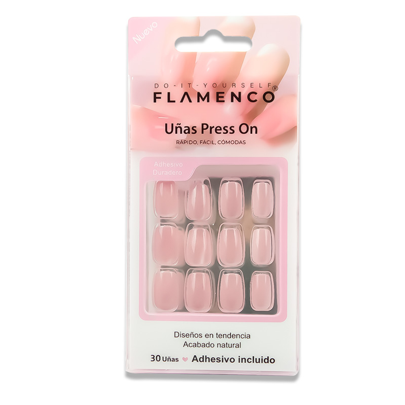 Uñas Press On Cuadradas Rosa Ballet