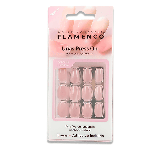Uñas Press On Cuadradas Rosa Ballet 2