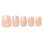 Uñas Press On Cuadradas French Pastel y Floral 1