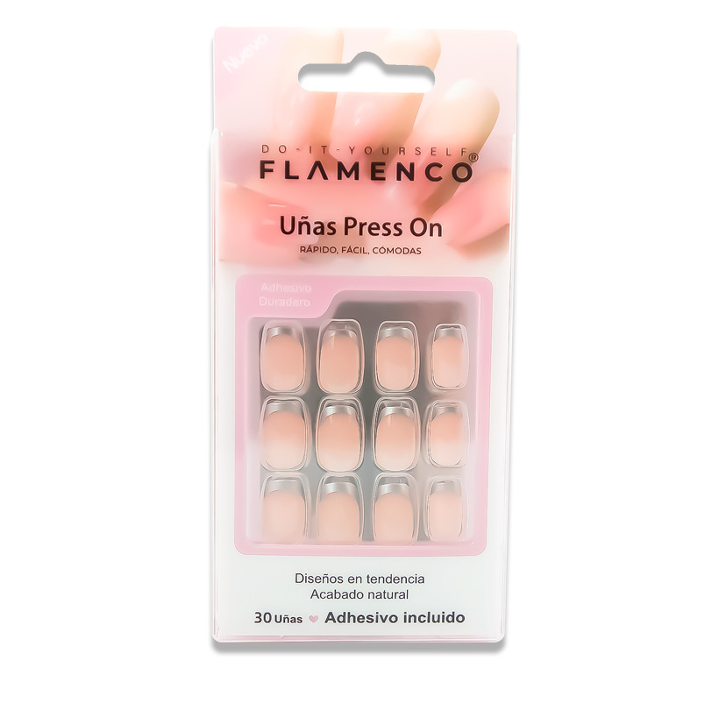 Uñas Press On Cuadradas Gray French Nude