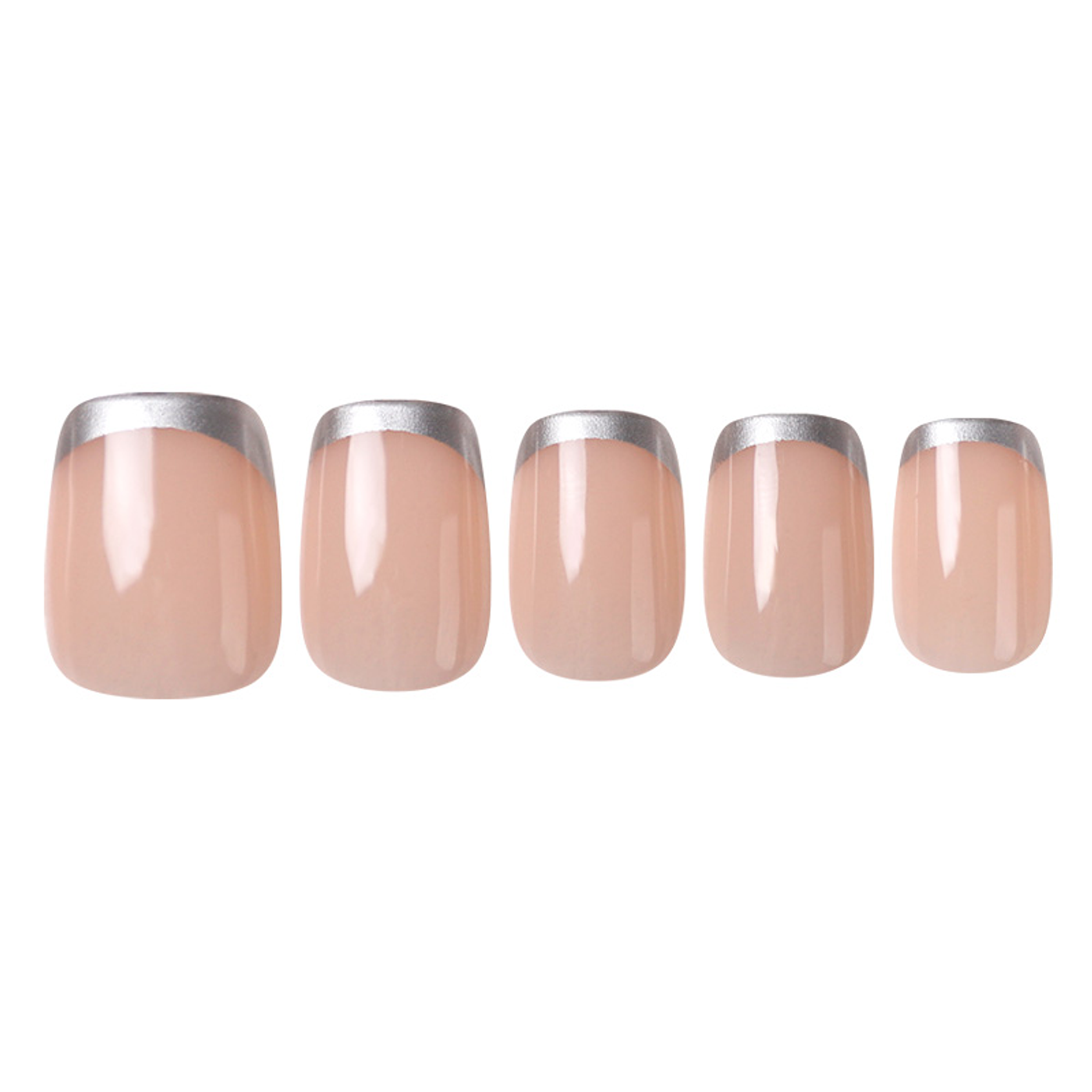 Uñas Press On Cuadradas Gray French Nude