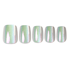 Uñas Press On Cuadradas Menta Perla Cromo 1