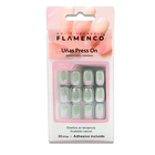 Uñas Press On Cuadradas Menta Perla Cromo 2