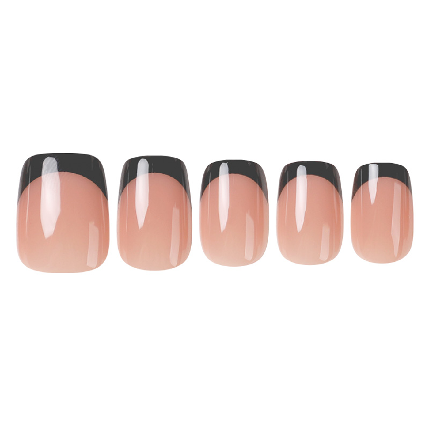 Uñas Press On Cuadradas French Black Moderna