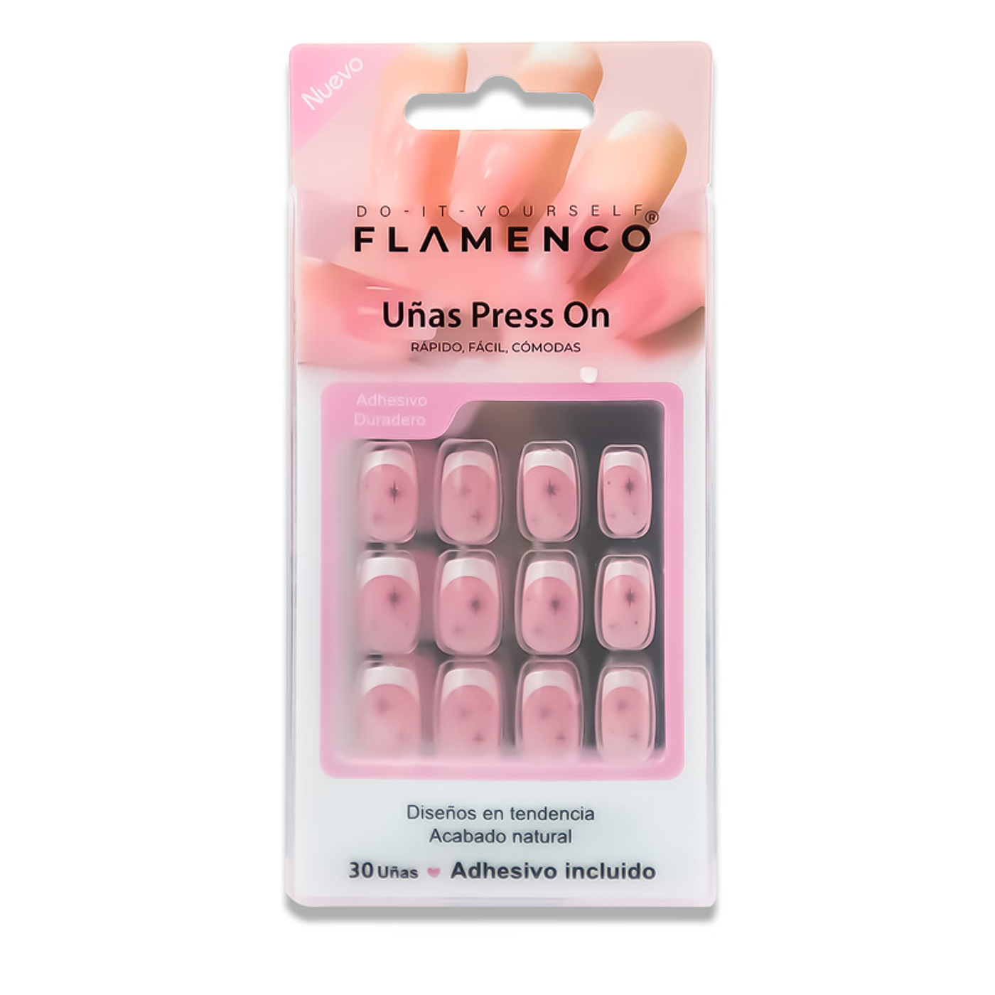 Uñas Press On Cuadradas Flores de Cerezo Pink