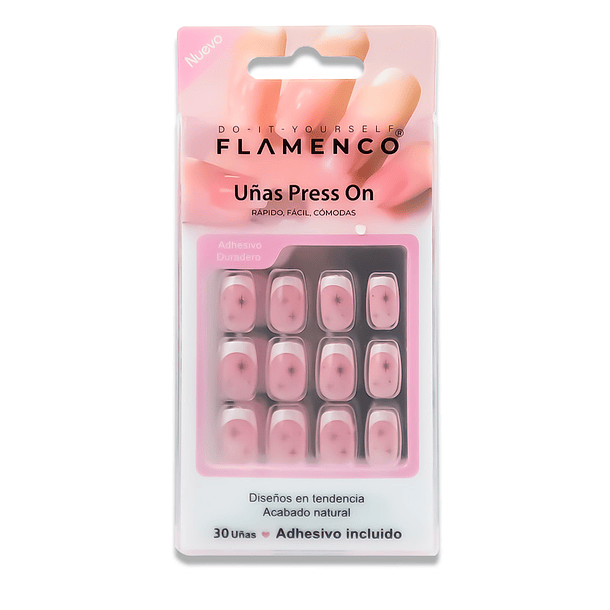 Uñas Press On Cuadradas Flores de Cerezo Pink 2