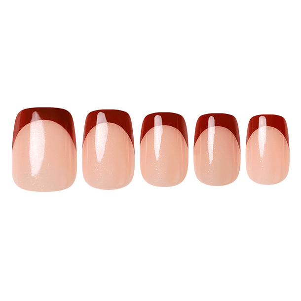 Uñas Press On Cuadradas French Vino Clásico 1