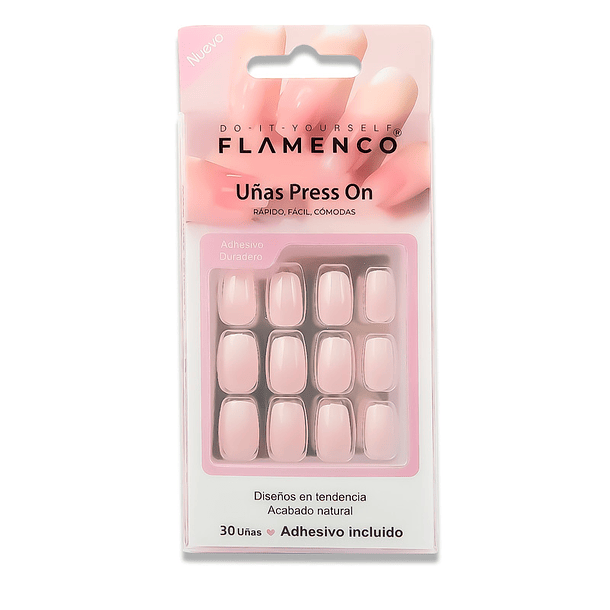 Uñas Press On Cuadradas Rosa Sólido 2