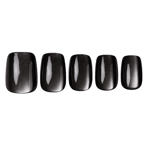 Uñas Press On Cuadradas Negro Ébano 1