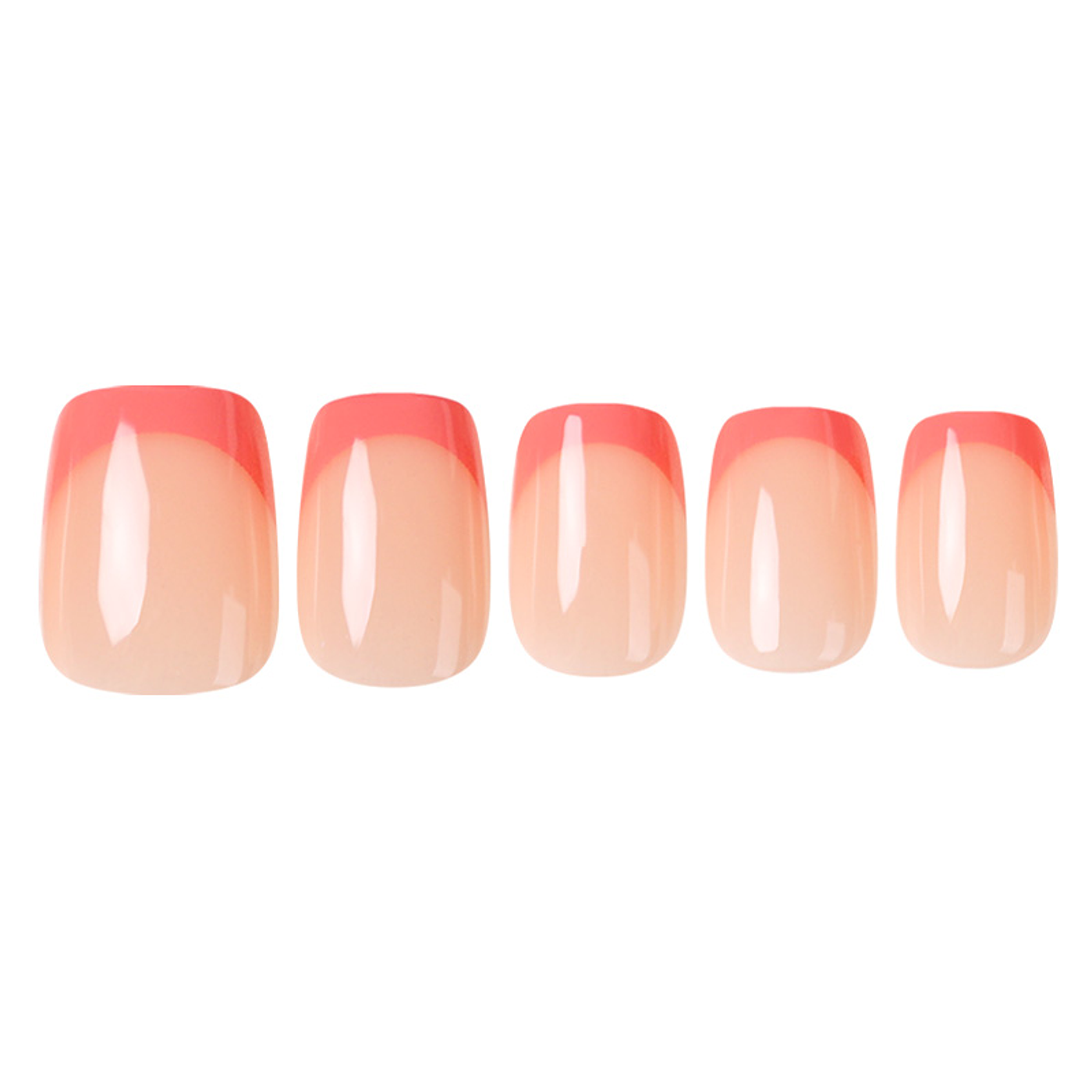 Uñas Press On Cuadradas French Coral Pop