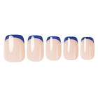 Uñas Press On Cuadradas French Azul Cobalto 1